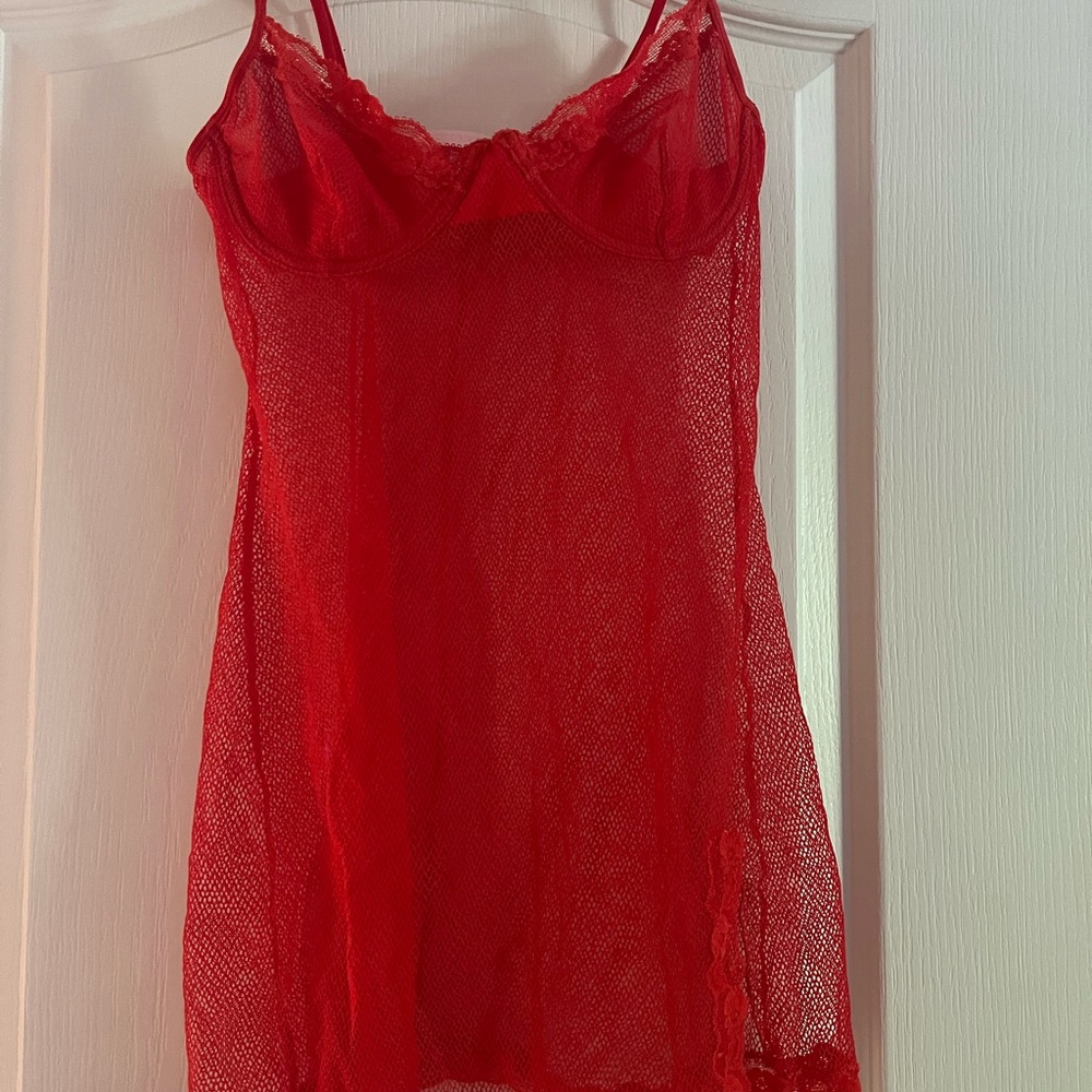 Victoria's Secret Babydoll Mesh underwired Red Small 34C lingerie